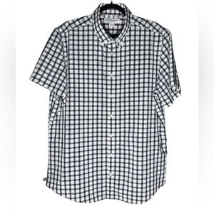 Mizzen Main Check Performance Button down shirt Men’s XXL Trim Fit White Blue